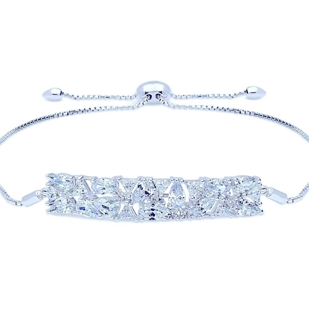 BNIB!! BERRICLE RHODIUM PLTD 925 CLUSTER BAR BRACELET